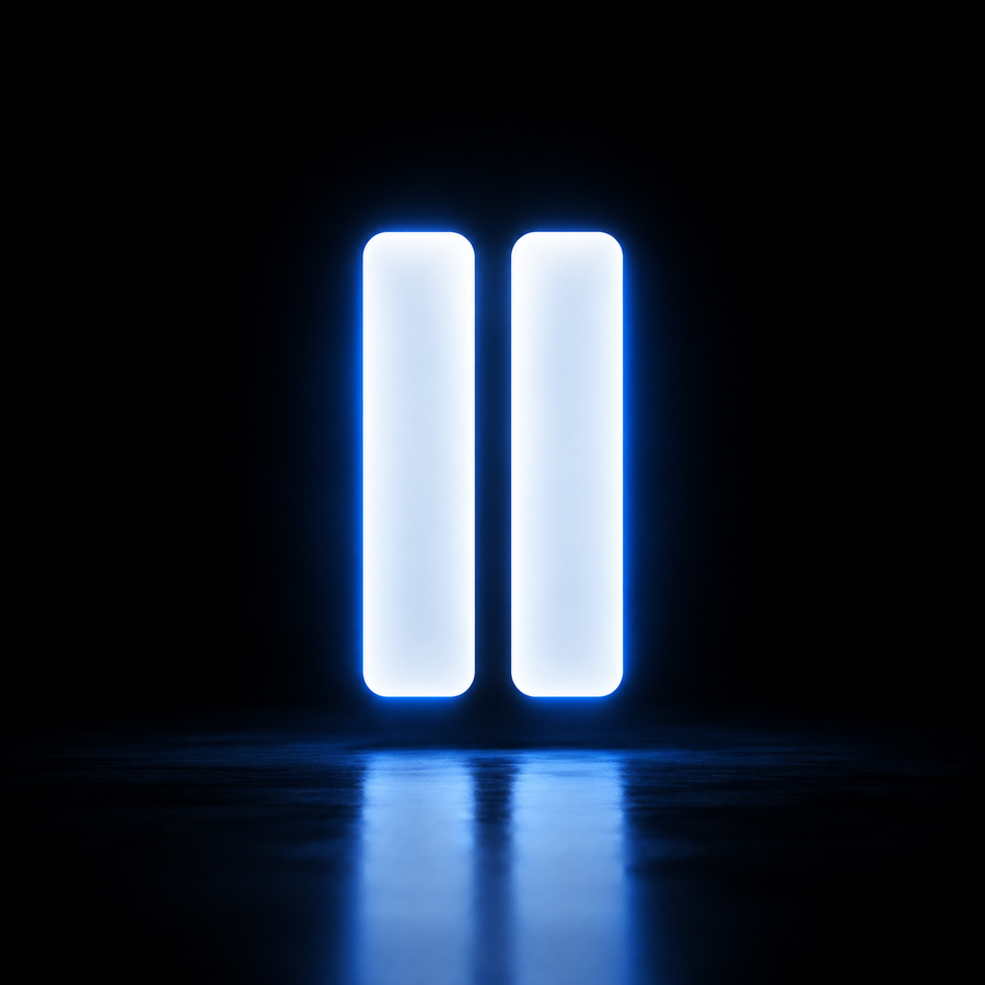 Stylized glowing ElevenLabs logo on a dark reflective background