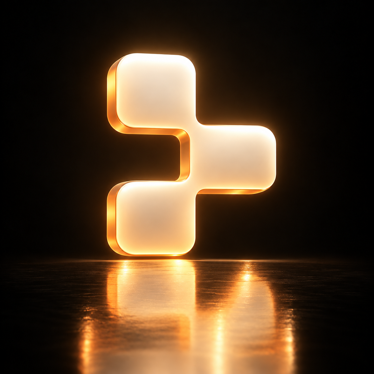 Replit Agent logo glowing in warm orange light on a dark reflective background